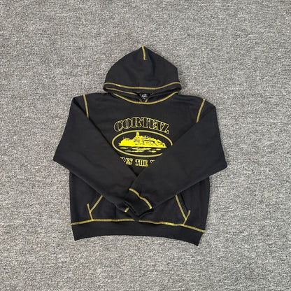 Corteiz Alcatraz Contrast Hoodie Black Yellow